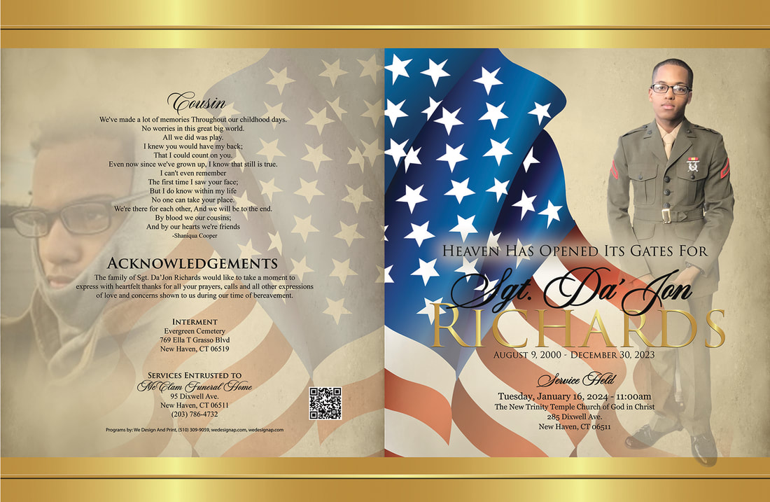 Memorial program designed in loving memory of Da'Jon Zyair Richards