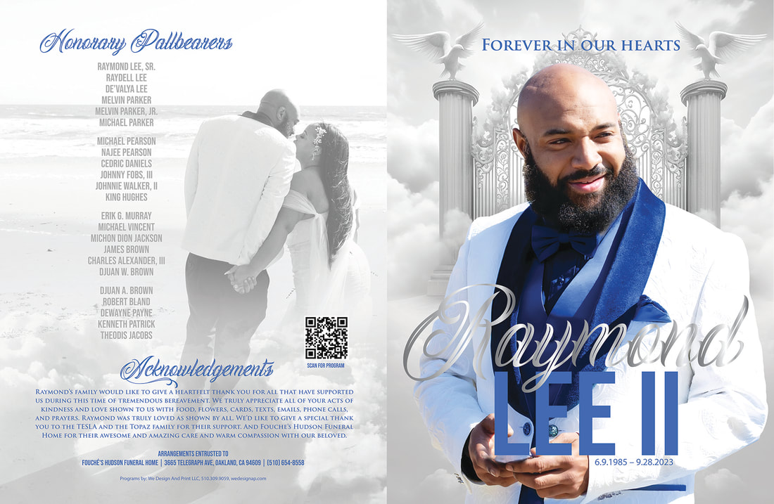 Memorial program designed in loving memory of Raymond Lee