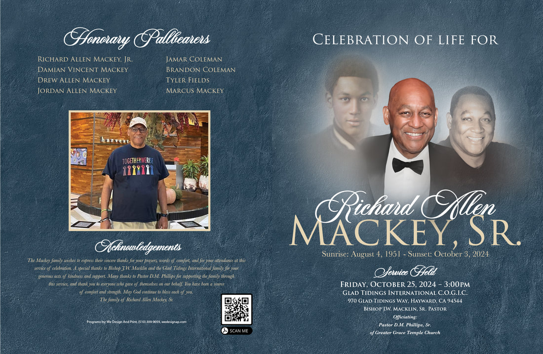 Memorial program designed in loving memory of Richard Mackey