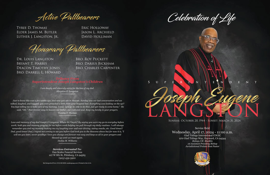 Memorial program designed in loving memory of Superintendent Joseph E. Langston